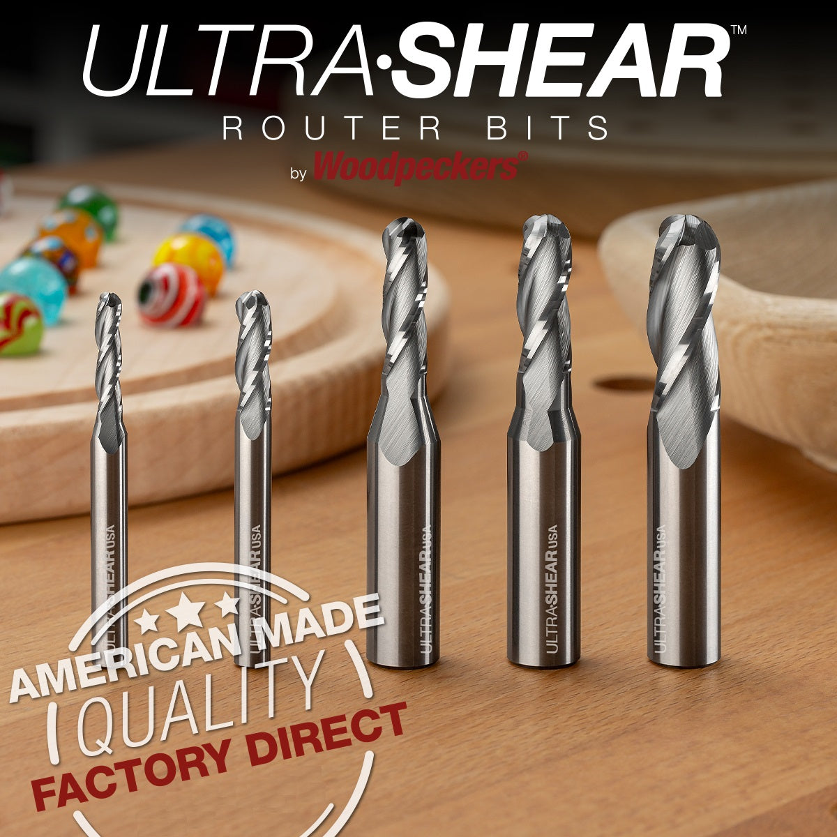 Ultra-Shear Ball Nose CNC Router Bits 1/2 SH | 5/16 CD | 1 CL | 3 FL, Spiral, Solid Carbide - US5313BNU
