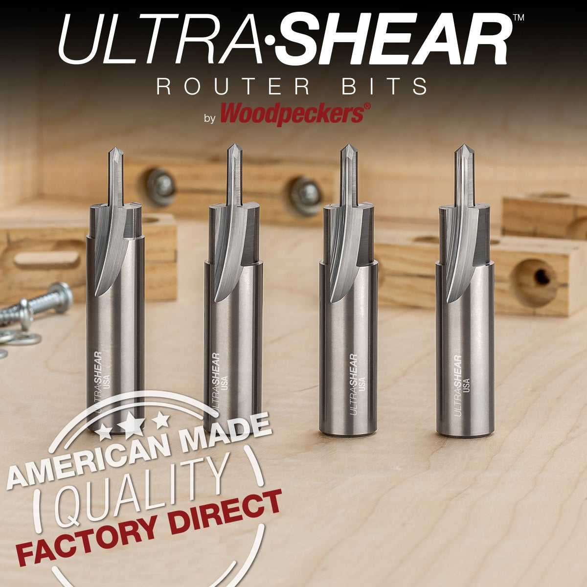 Ultra-Shear Counterbore & Screw Slot Router Bit 1/2 SH | #10 Screw | 2 Flute | Solid Carbide | USA Made - US510CB