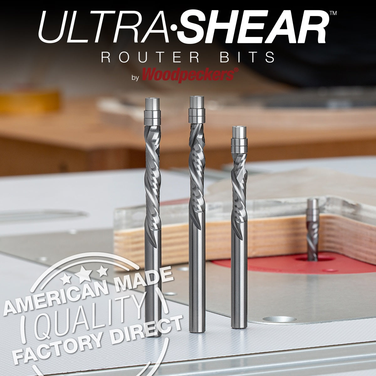 Ultra-Shear Flush Trim Router Bit 1/4 SH | 1/4 CD | 1 CL | 2+2 Flute | Template Pattern | Compression | Solid Carbide | USA Made - US2102FTC