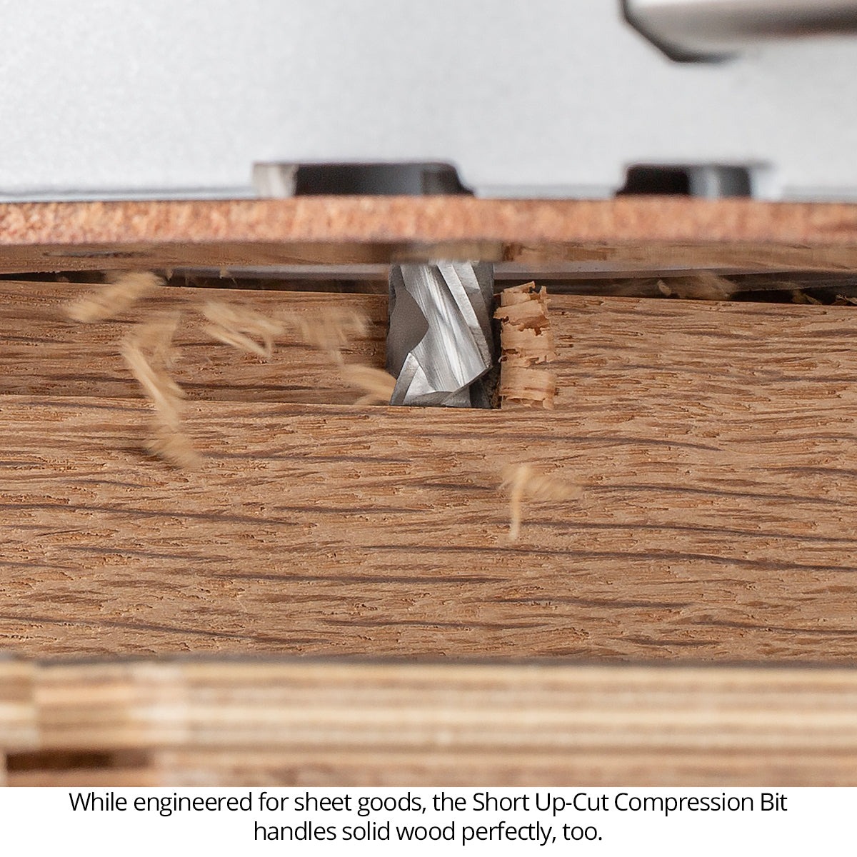 Ultra-Shear Compression CNC Router Bit 3/8 SH | 3/8 CD | 1-1/4 CL | 2 Flute | Short Up-Cut | Solid Carbide | USA Made - US3125C