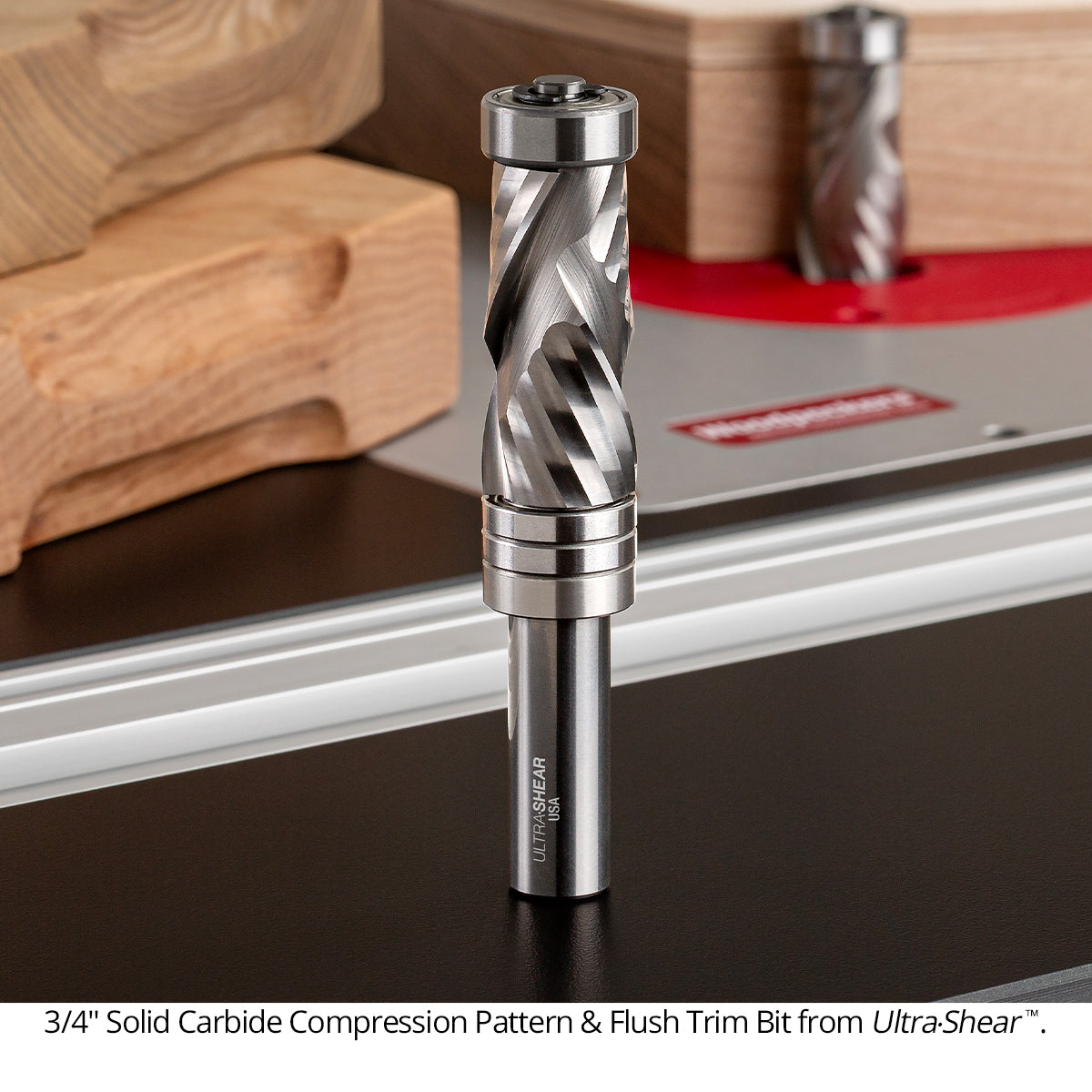 Ultra-Shear Compression Router Bit 1/2 SH | 3/4 CD | 1-5/8 CL | 2+2 Flute | Template Pattern & Flush Trim | Solid Carbide | USA Made - US5715UC