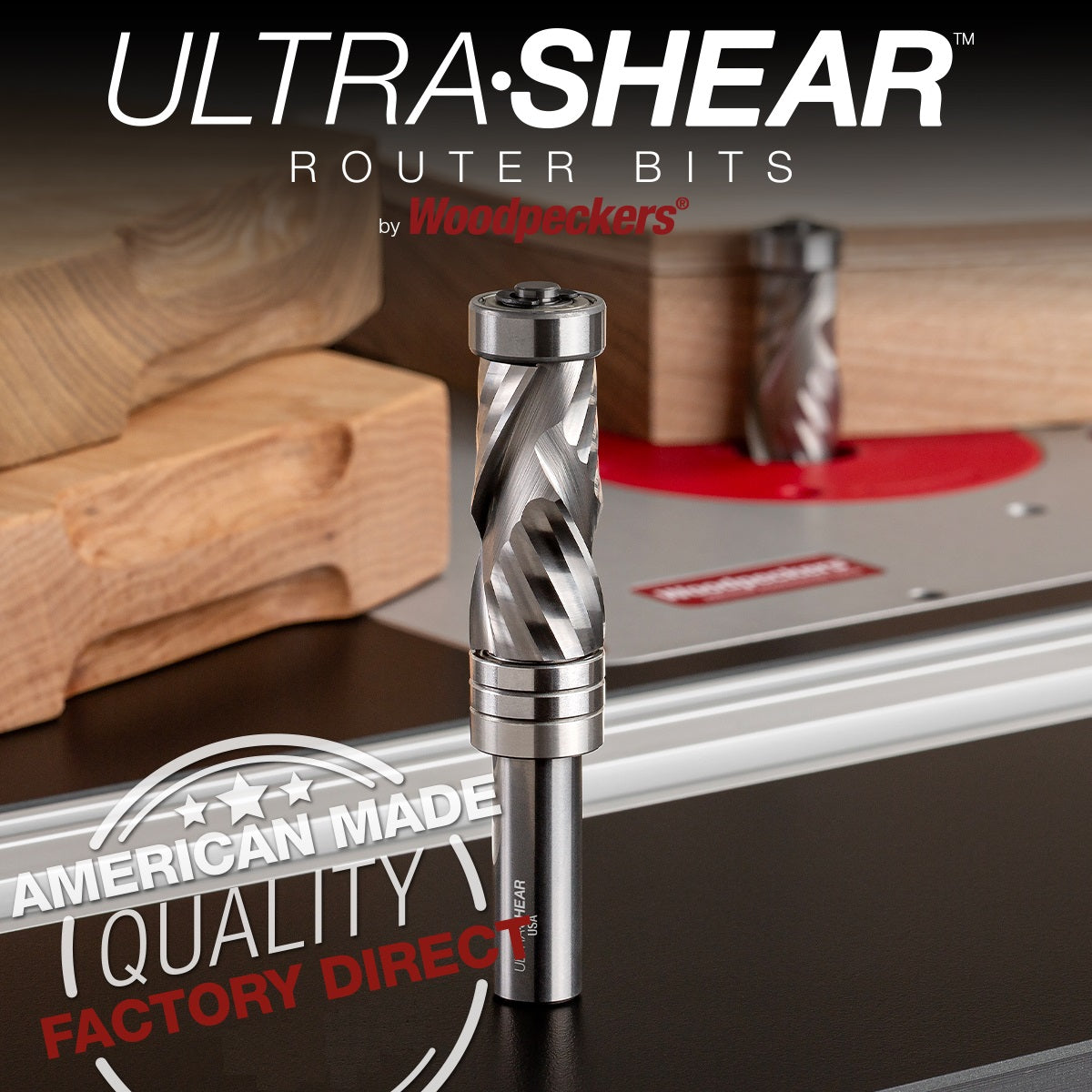 Ultra-Shear Compression Router Bit 1/2 SH | 3/4 CD | 1-5/8 CL | 2+2 Flute | Template Pattern & Flush Trim | Solid Carbide | USA Made - US5715UC