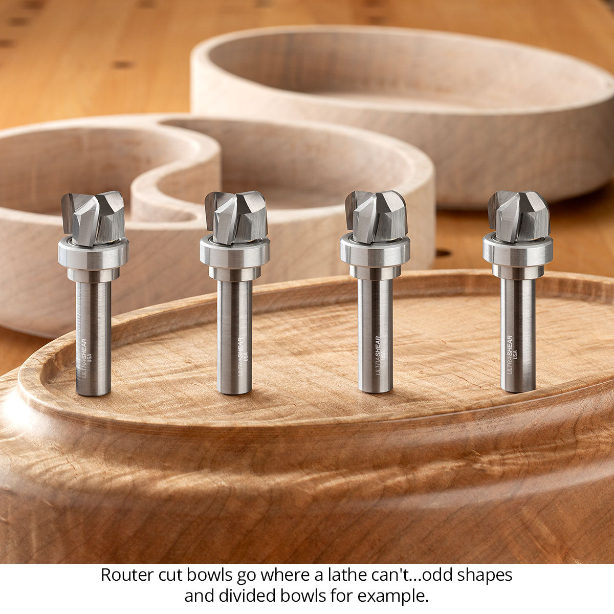 Ultra-Shear Bowl & Tray Router Bits, Big Bowl, 5/16 Radius | 1/2 SH | 1 CD | 5/8 CL | 3 FL | Carbide Head - US5313BBB