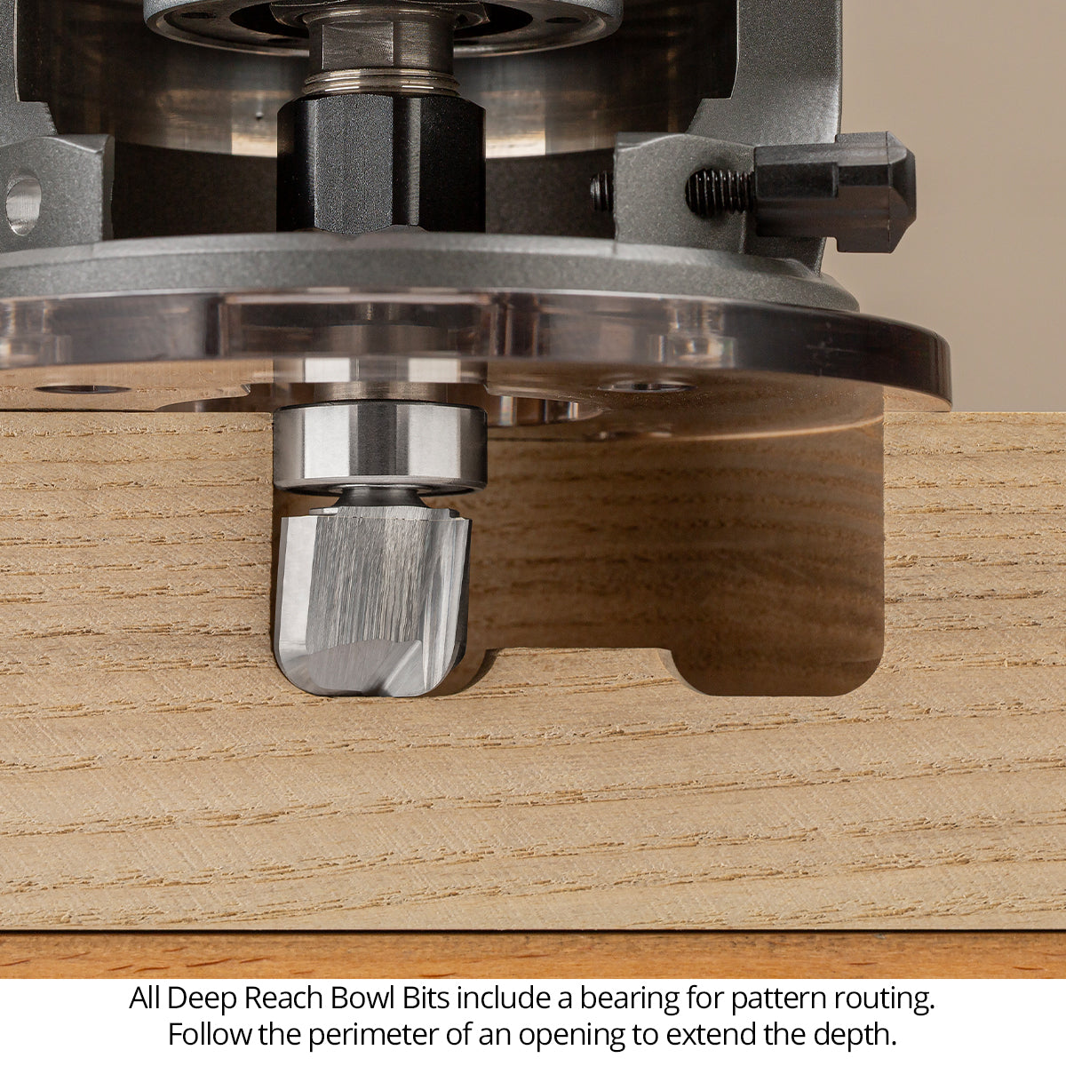 Ultra-Shear Bowl & Tray Router Bits, Deep Reach, 5mm Radius | 8mm SH | 16mm CD | 16mm CL | 3 FL | Carbide Head - US816165BD