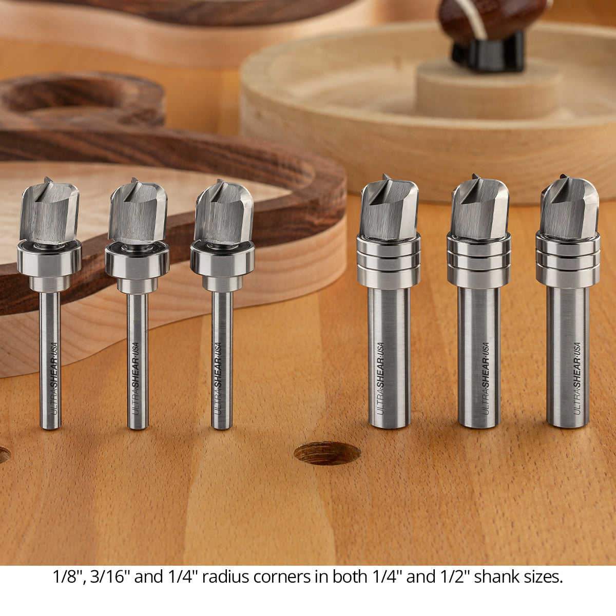 Ultra-Shear Bowl & Tray Router Bits, Deep Reach, 5mm Radius | 8mm SH | 16mm CD | 16mm CL | 3 FL | Carbide Head - US816165BD