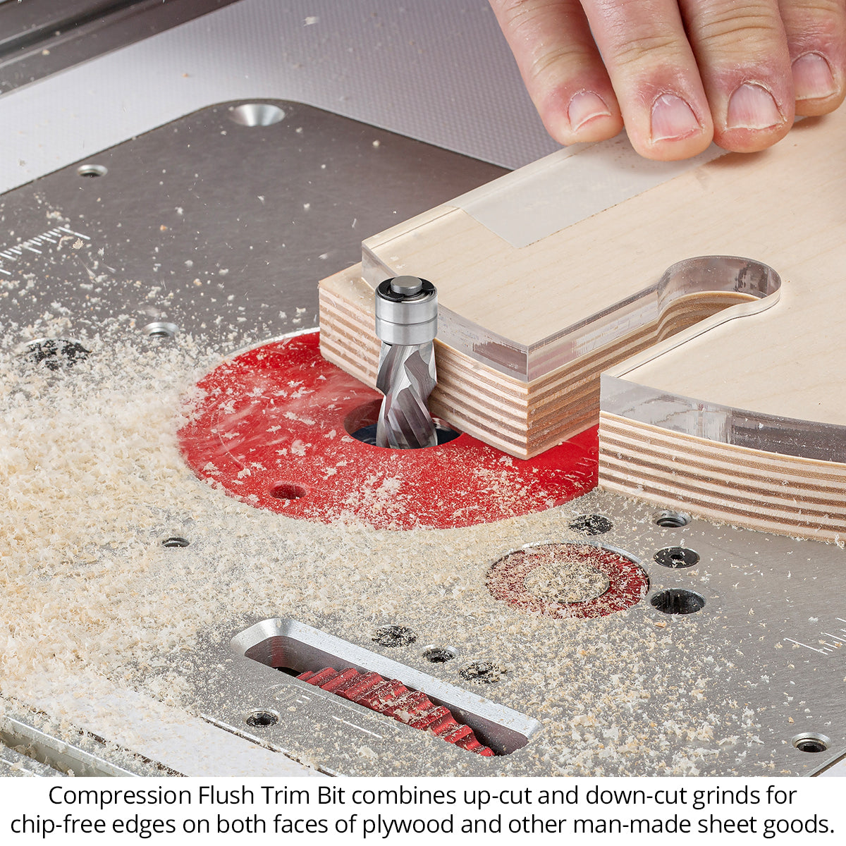 Ultra-Shear Flush Trim Router Bit 1/2 SH | 1/2 CD | 2 CL | 2+2 Flute | Template Pattern | Compression | Solid Carbide | USA Made - US5202FTC