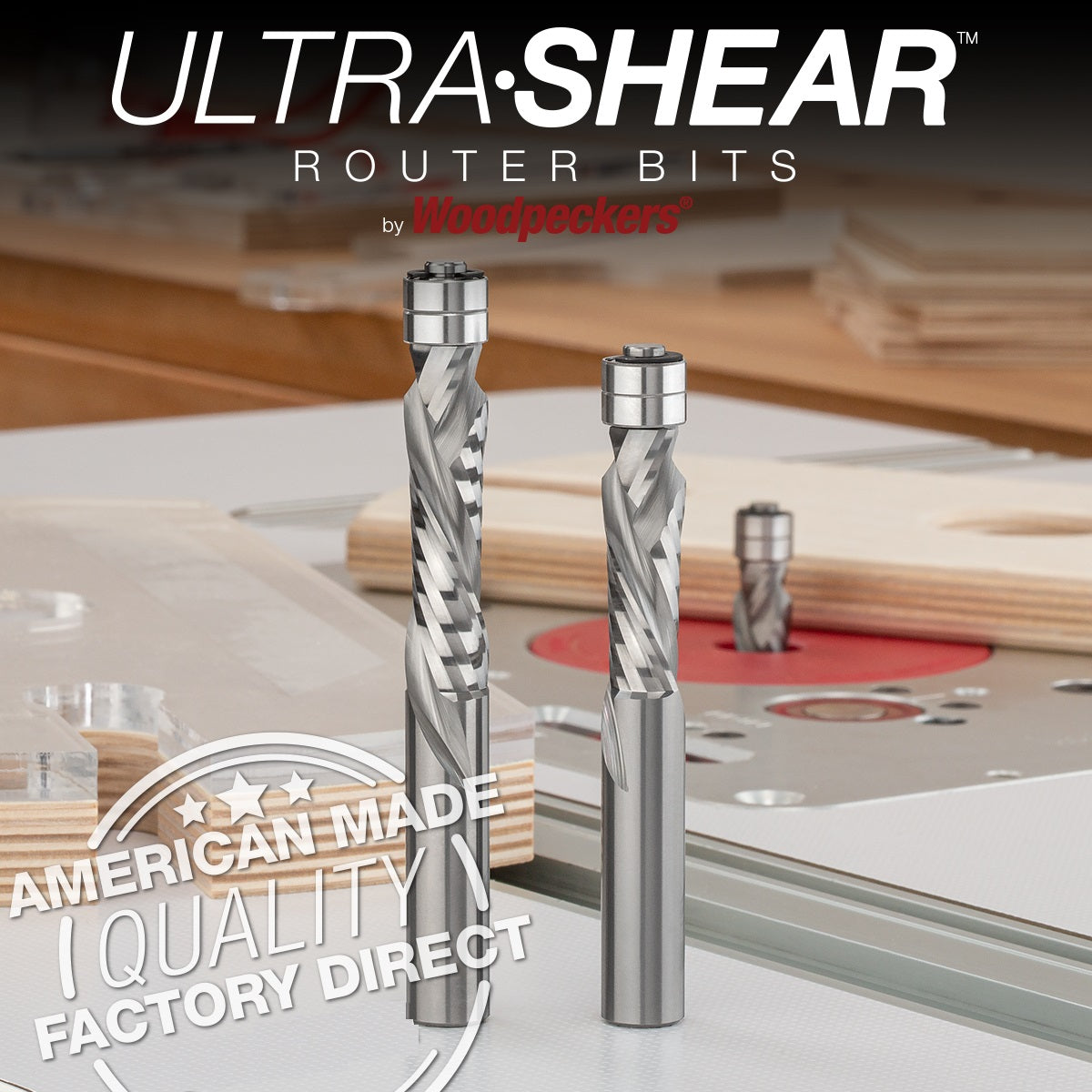 Ultra-Shear Flush Trim Router Bit 1/2 SH | 1/2 CD | 2 CL | 2+2 Flute | Template Pattern | Compression | Solid Carbide | USA Made - US5202FTC