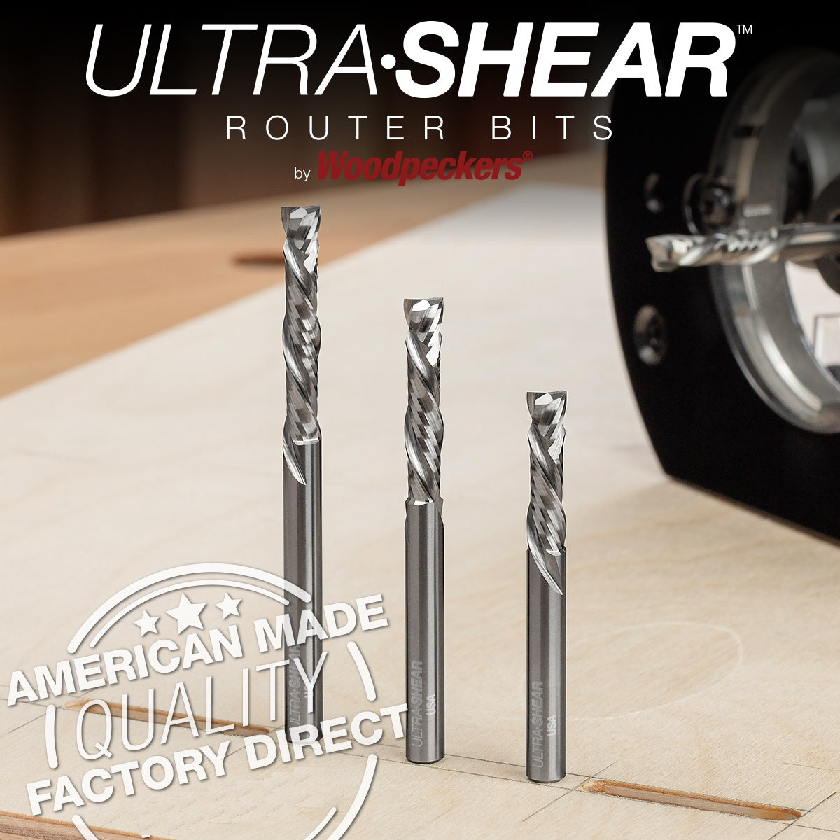 Ultra-Shear Compression CNC Router Bit 1/4 SH | 1/4 CD | 1 CL | 2+2 Flute | Solid Carbide | USA Made - US2102C