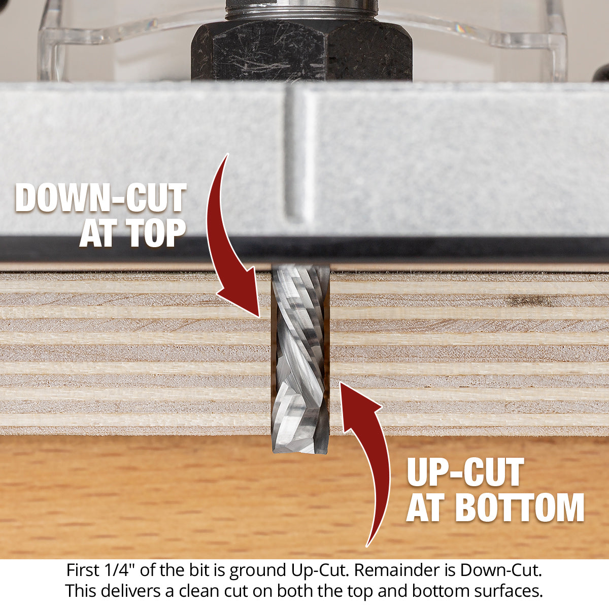 Ultra-Shear Compression CNC Router Bit 1/4 SH | 1/4 CD | 1 CL | 2+2 Flute | Solid Carbide | USA Made - US2102C