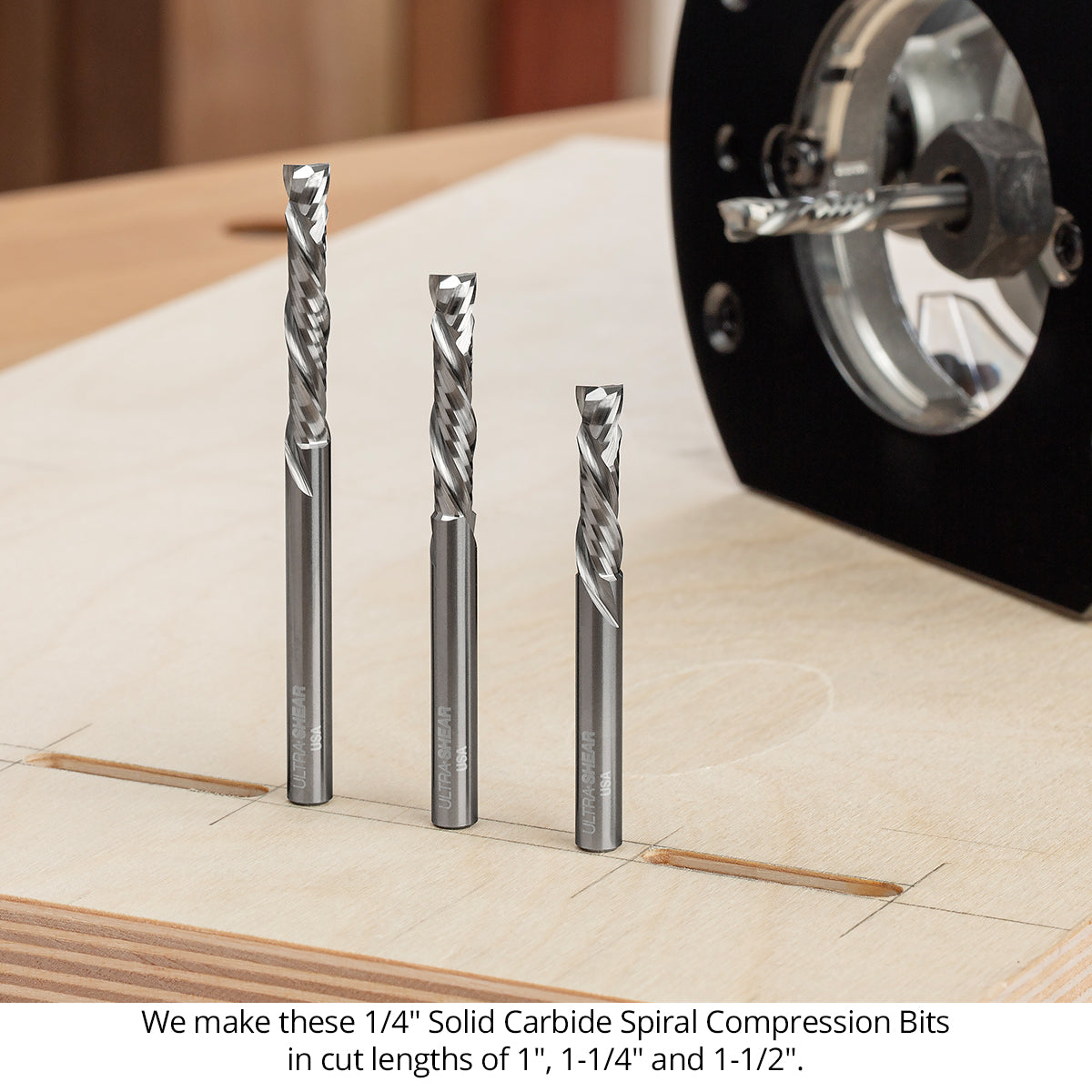 Ultra-Shear Compression CNC Router Bit 1/4 SH | 1/4 CD | 1 CL | 2+2 Flute | Solid Carbide | USA Made - US2102C