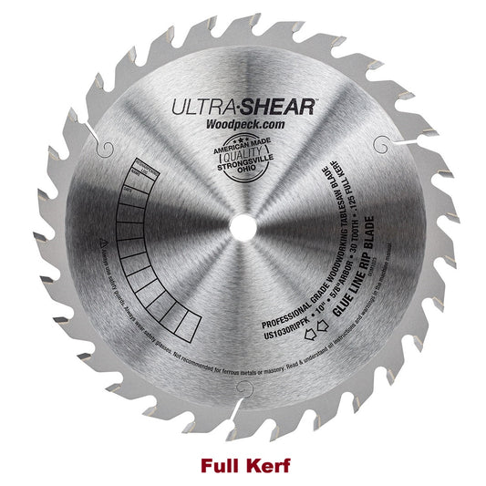 Ultra-Shear Glue Line Rip Saw Blade | 10 Inch | 30-Tooth | Full Kerf | USA Made - US1030RIPFK