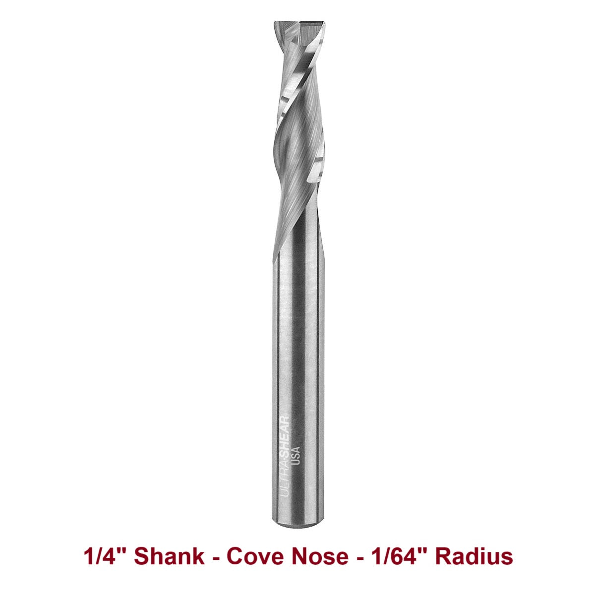 Ultra-Shear Cove Nose CNC Router Bits 1/4 SH | 1/64 Radius | 2 Flute | Solid Carbide | Flat Bottom & Curved Edge - US2064CN