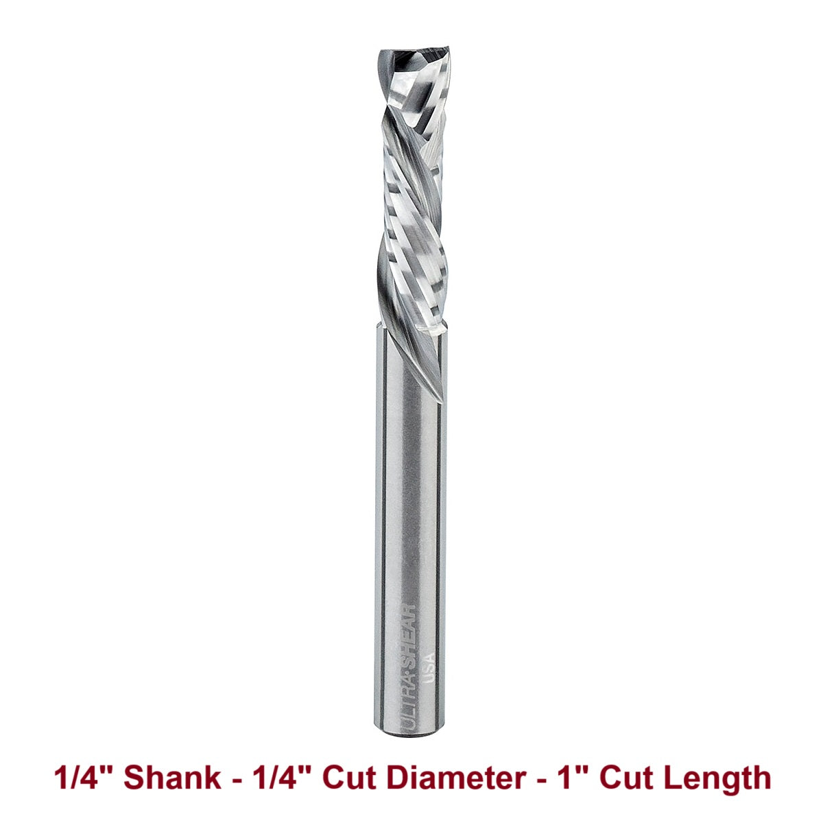 Ultra-Shear Compression CNC Router Bit 1/4 SH | 1/4 CD | 1 CL | 2+2 Flute | Solid Carbide | USA Made - US2102C