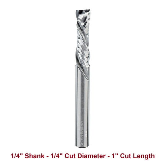 Ultra-Shear Compression CNC Router Bit 1/4 SH | 1/4 CD | 1 CL | 2+2 Flute | Solid Carbide | USA Made - US2102C