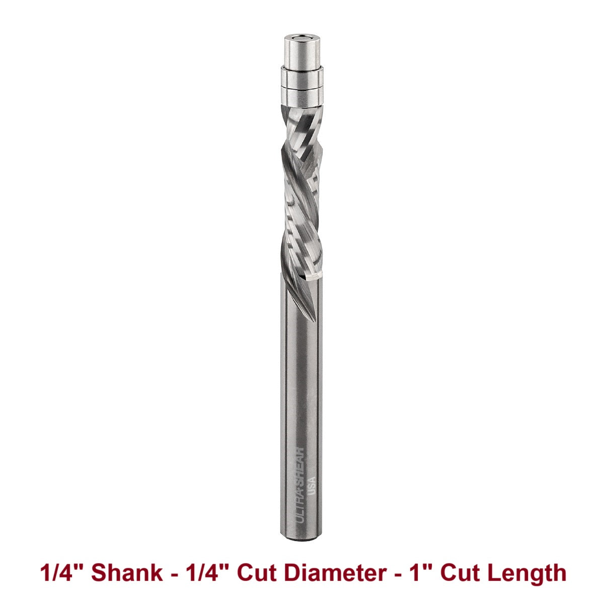 Ultra-Shear Flush Trim Router Bit 1/4 SH | 1/4 CD | 1 CL | 2+2 Flute | Template Pattern | Compression | Solid Carbide | USA Made - US2102FTC