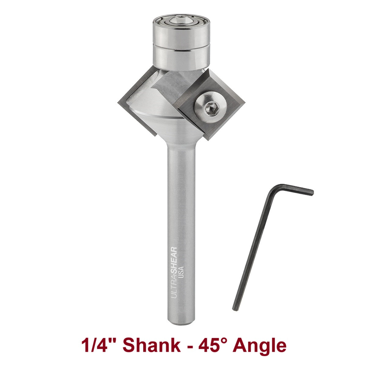 Ultra-Shear Chamfer Bits, Carbide Insert, 1/4 SH | 45 Degree | Double Bearing - US2112-45ICH