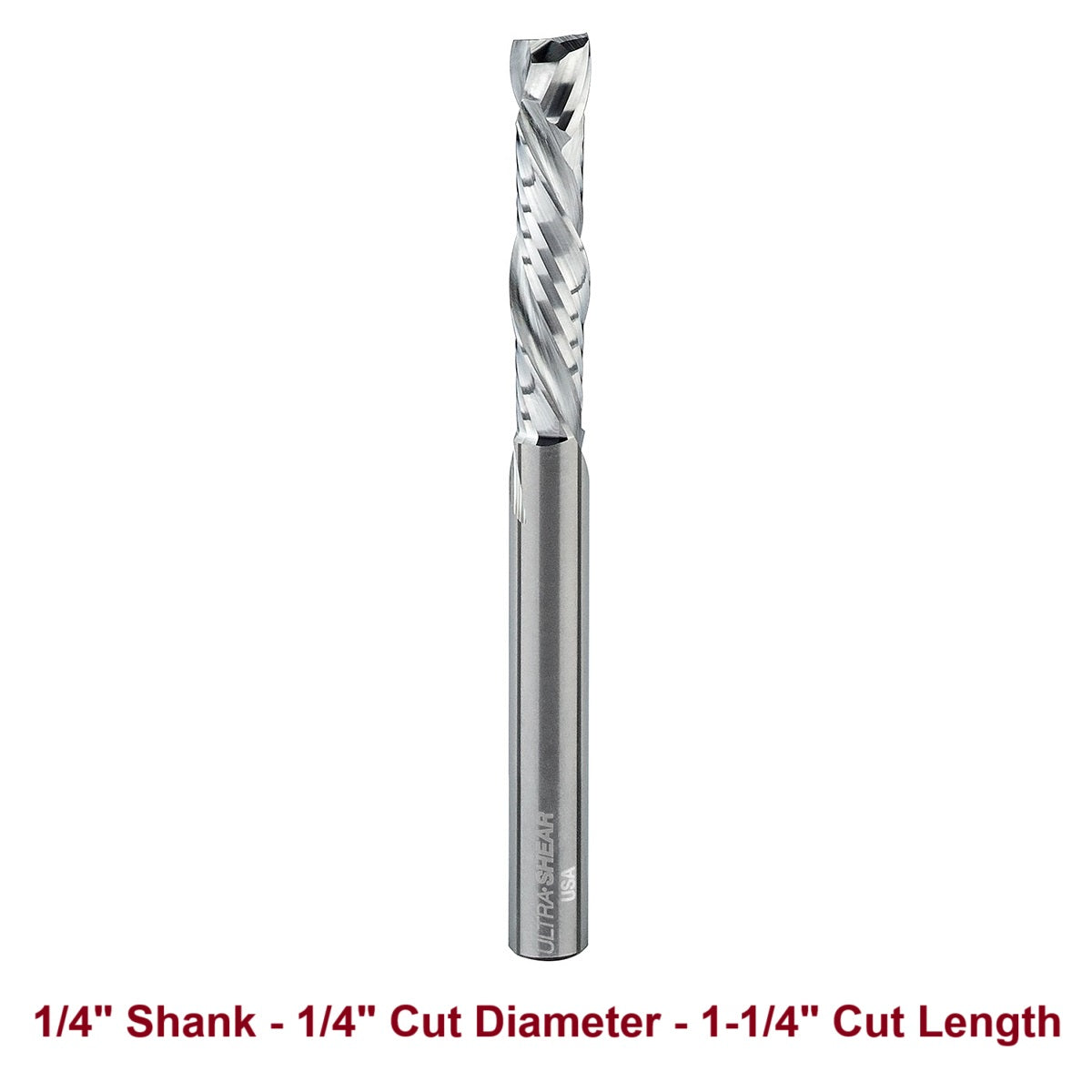 Ultra-Shear Compression CNC Router Bit 1/4 SH | 1/4 CD | 1-1/4 CL | 2+2 Flute | Solid Carbide | USA Made - US2125C