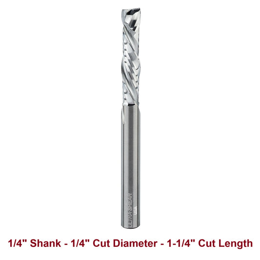 Ultra-Shear Compression CNC Router Bit 1/4 SH | 1/4 CD | 1-1/4 CL | 2+2 Flute | Solid Carbide | USA Made - US2125C