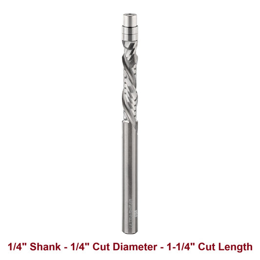 Ultra-Shear Flush Trim Router Bit 1/4 SH | 1/4 CD | 1-1/4 CL | 2+2 Flute | Template Pattern | Compression | Solid Carbide | USA Made - US2125FTC