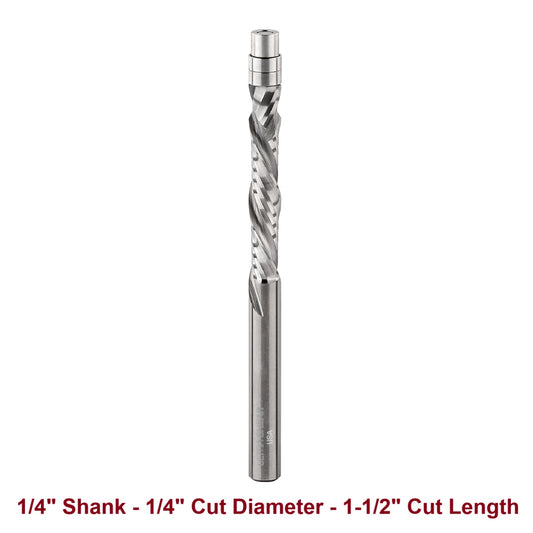 Ultra-Shear Flush Trim Router Bit 1/4 SH | 1/4 CD | 1-1/2 CL | 2+2 Flute | Template Pattern | Compression | Solid Carbide | USA Made - US2152FTC