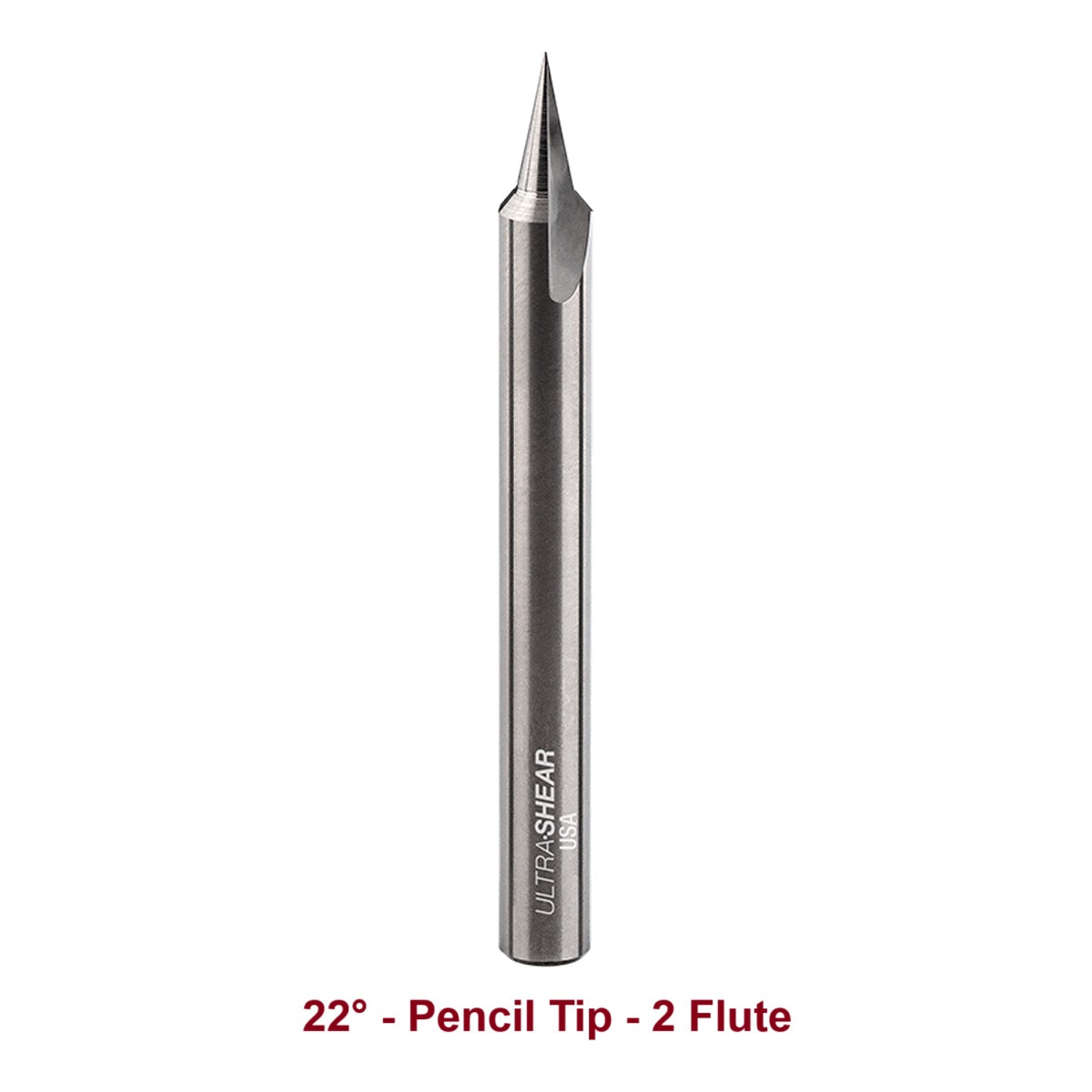 Ultra-Shear Engraving CNC Router Bits 1/4 SH | 22° Angle | Pencil Tip | 2 Flute | Solid Carbide - US222EP