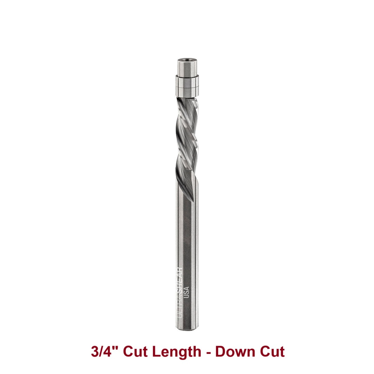 Ultra-Shear Flush Trim Router Bit 1/4 SH | 1/4 CD | 3/4 CL | 3 Flute | Down Cut | Template Bearing | Solid Carbide | USA Made - US231407FD