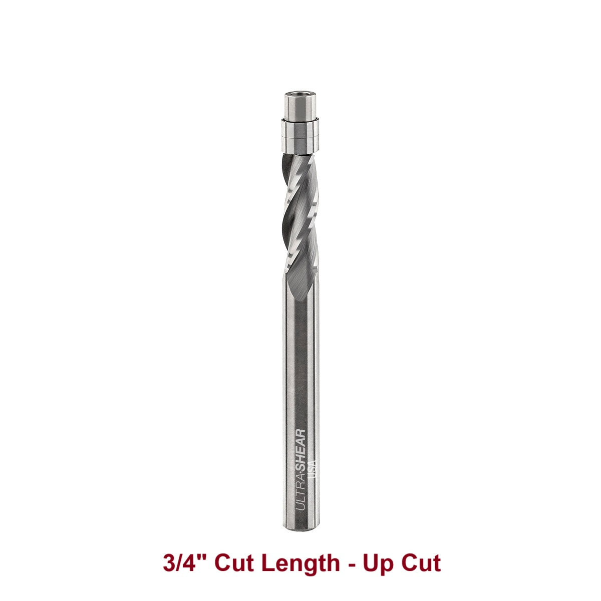 Ultra-Shear Flush Trim Router Bit 1/4 SH | 1/4 CD | 3/4 CL | 3 Flute | Up Cut | Template Bearing | Solid Carbide | USA Made - US231407FU