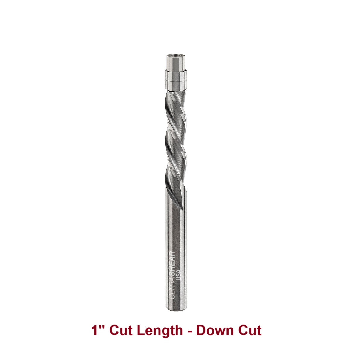 Ultra-Shear Flush Trim Router Bit 1/4 SH | 1/4 CD | 1 CL | 3 Flute | Down Cut | Template Bearing | Solid Carbide | USA Made - US231410FD