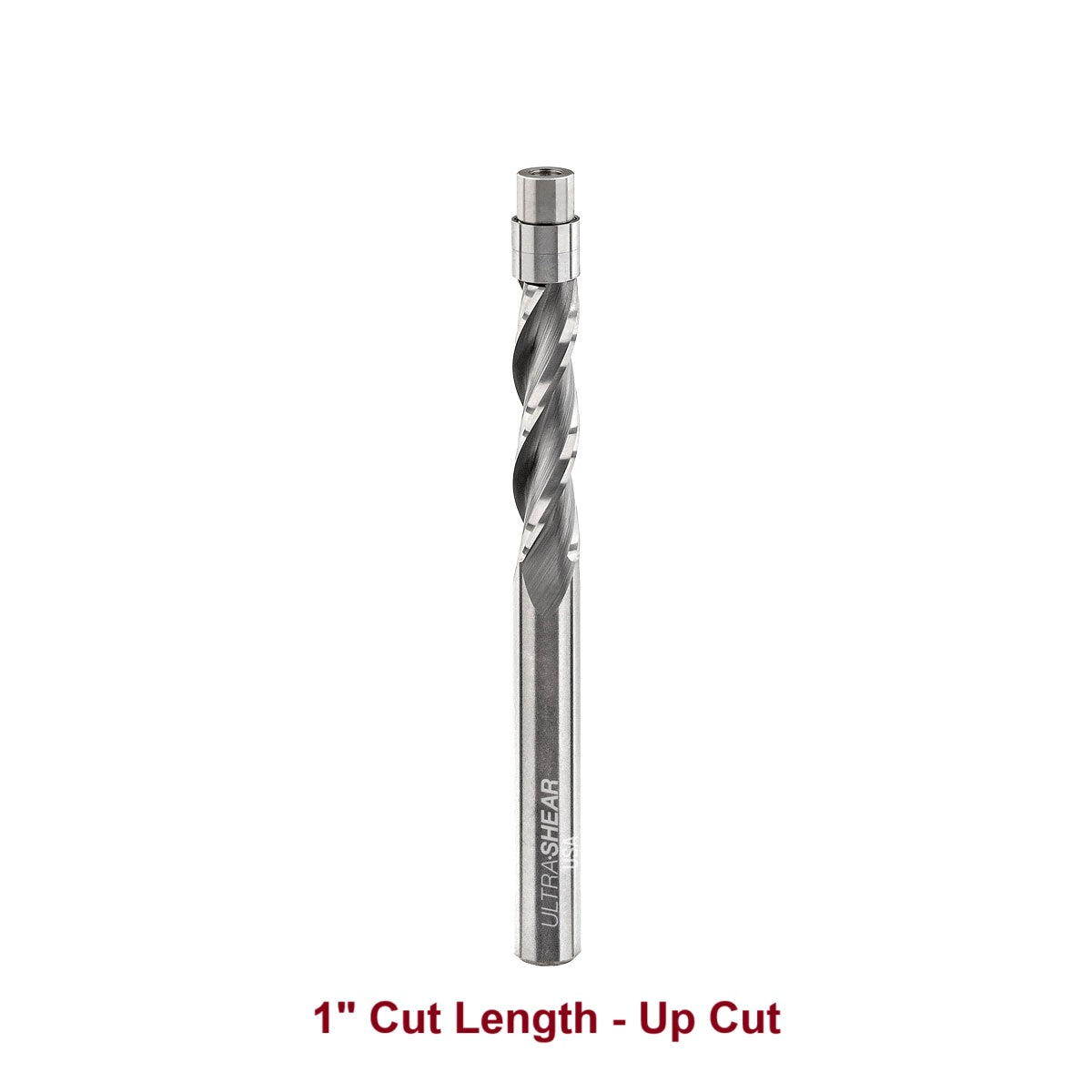 Ultra-Shear Flush Trim Router Bit 1/4 SH | 1/4 CD | 1 CL | 3 Flute | Up Cut | Template Bearing | Solid Carbide | USA Made - US231410FU