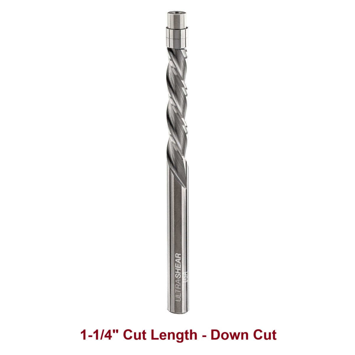 Ultra-Shear Flush Trim Router Bit 1/4 SH | 1/4 CD | 1-1/4 CL | 3 Flute | Down Cut | Template Bearing | Solid Carbide | USA Made - US231412FD