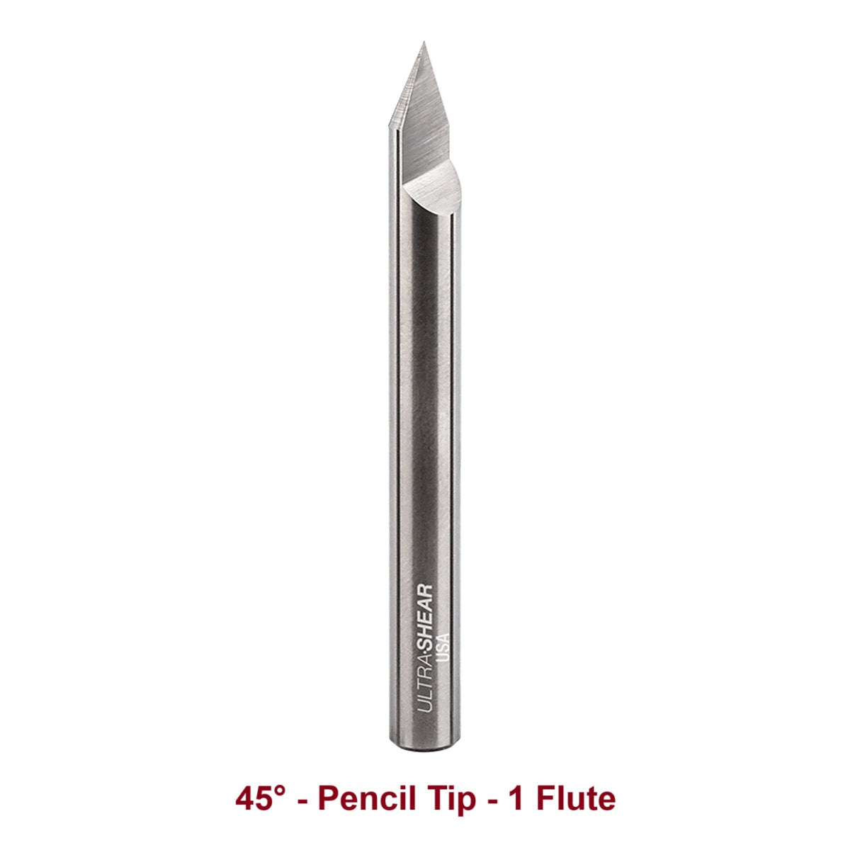 Ultra-Shear Engraving CNC Router Bits 1/4 SH | 45° Angle | Pencil Tip | Single Flute | Solid Carbide - US245EP