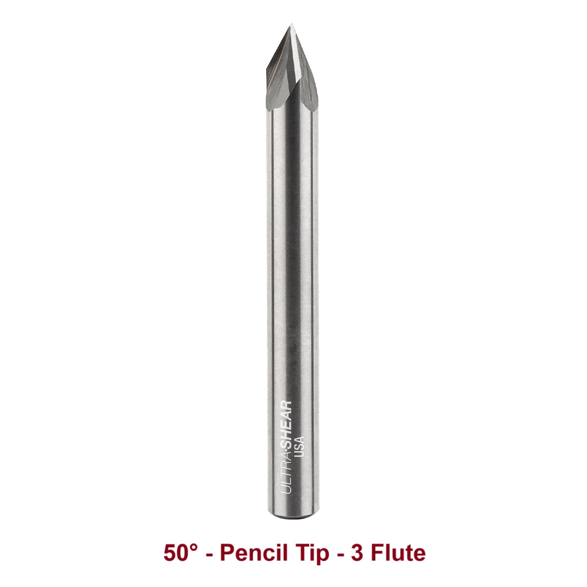 Ultra-Shear Engraving CNC Router Bits 1/4 SH | 50° Angle | Pencil Tip | 3 Flute | Solid Carbide - US2503FEP