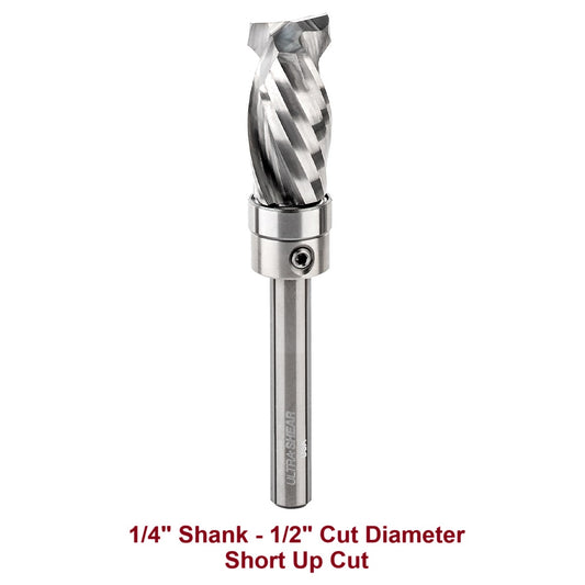 Ultra-Shear Compression Router Bit 1/4 SH | 1/2 CD | 1 CL | 2+2 Flute | Compact Pattern & Flush Trim | Solid Carbide | USA Made - US2512PCM