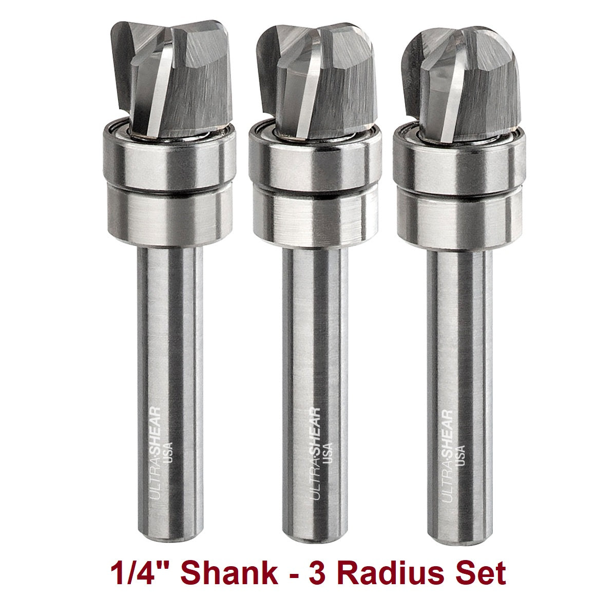 Ultra-Shear Bowl & Tray Router Bits, Compact Set | 1/4 SH | 1/2 CD | 3/8 CL | 3 FL | Carbide Head - US25BB-3PC