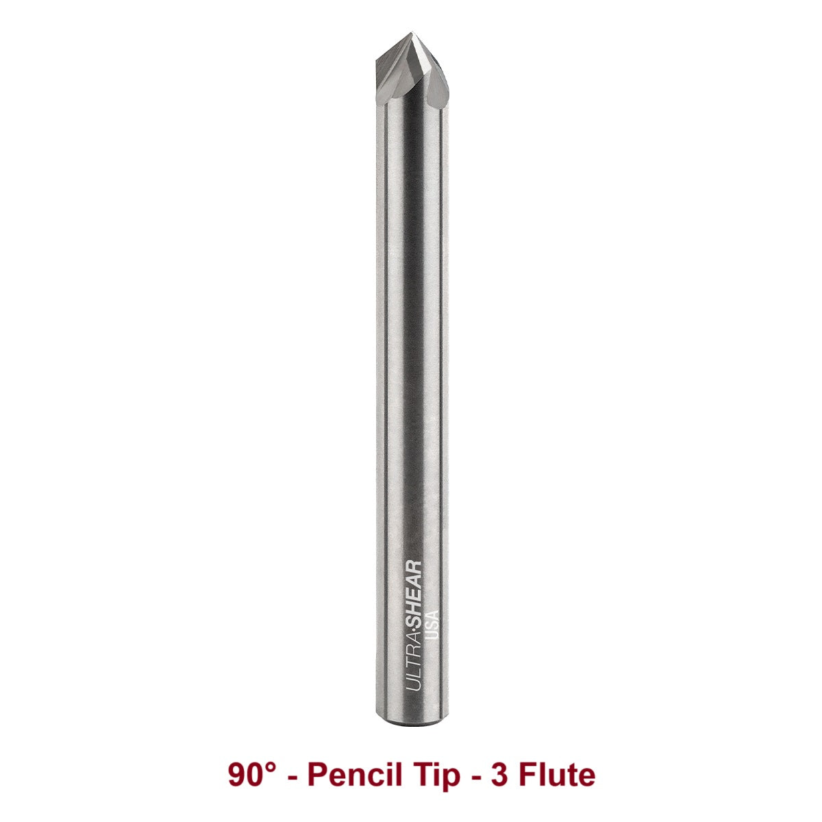 Ultra-Shear Engraving CNC Router Bits 1/4 SH | 90° Angle | Pencil Tip | 3 Flute | Solid Carbide - US2903FEP