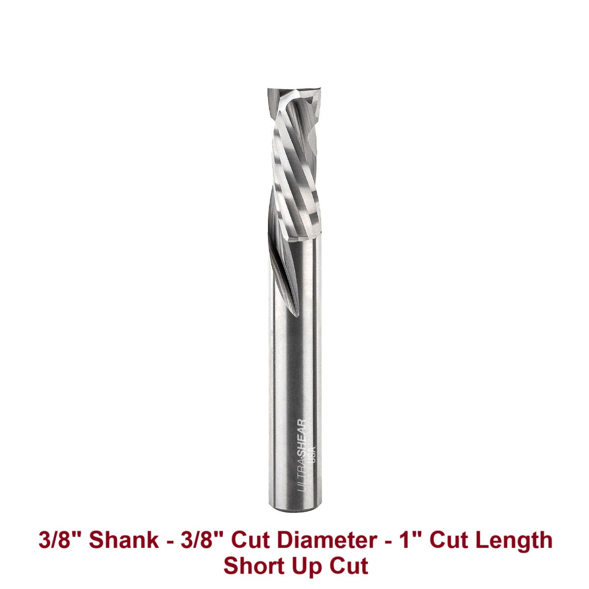 Ultra-Shear Compression CNC Router Bit 3/8 SH | 3/8 CD | 1 CL | 2 Flute | Short Up-Cut | Solid Carbide | USA Made - US3100C