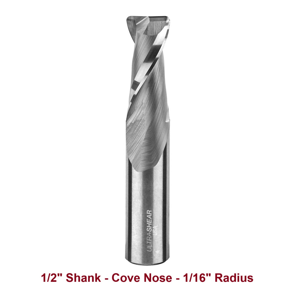 Ultra-Shear Cove Nose CNC Router Bits 1/2 SH | 1/16 Radius | 2 Flute | Solid Carbide | Flat Bottom & Curved Edge - US5016CN