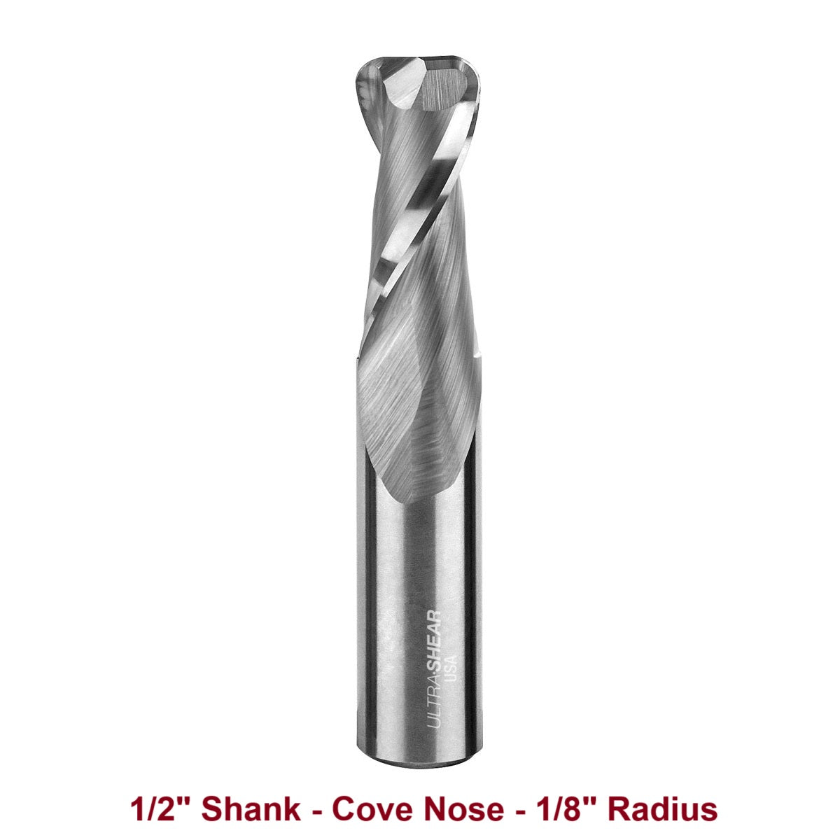 Ultra-Shear Cove Nose CNC Router Bits 1/2 SH | 1/8 Radius | 2 Flute | Solid Carbide | Flat Bottom & Curved Edge - US5018CN