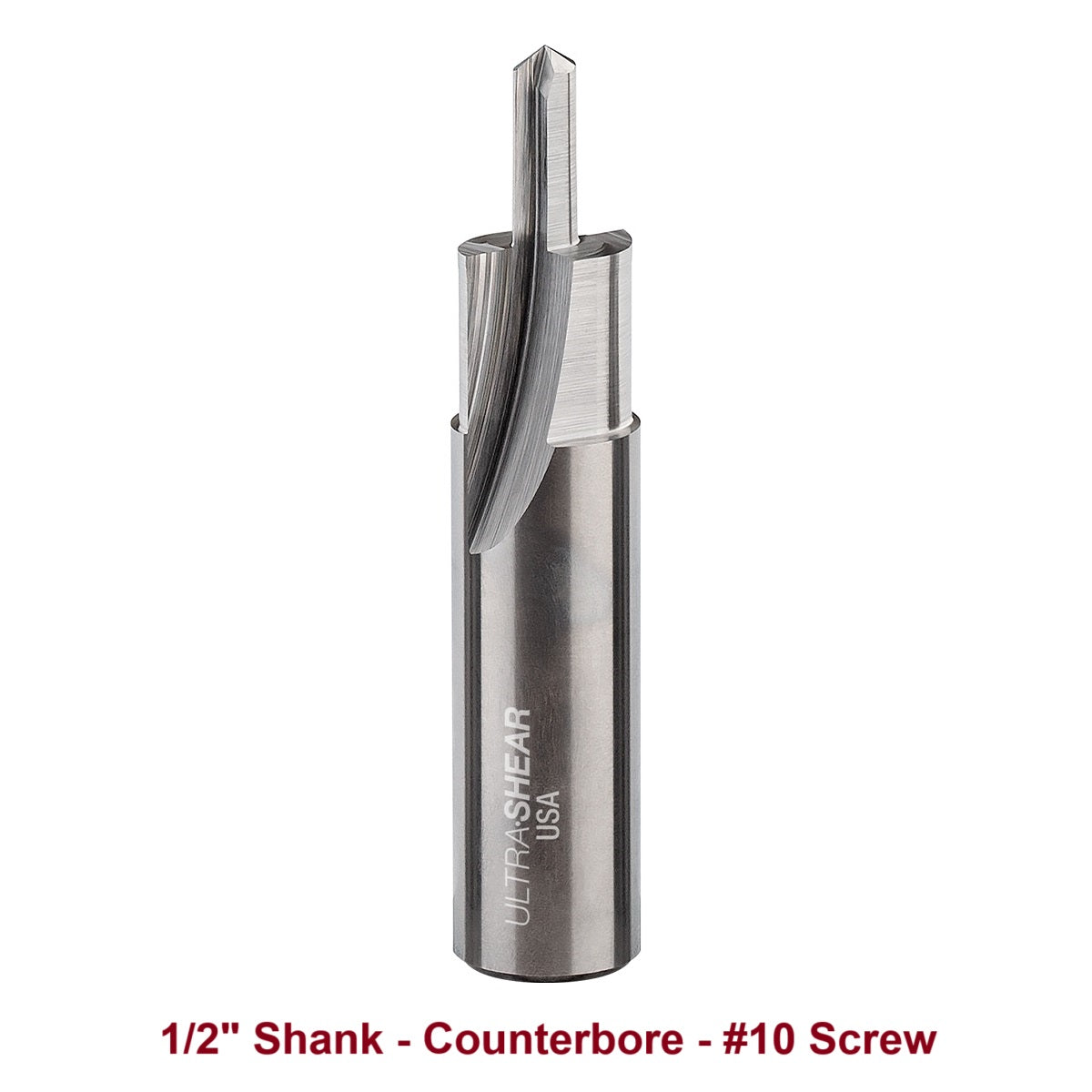 Ultra-Shear Counterbore & Screw Slot Router Bit 1/2 SH | #10 Screw | 2 Flute | Solid Carbide | USA Made - US510CB