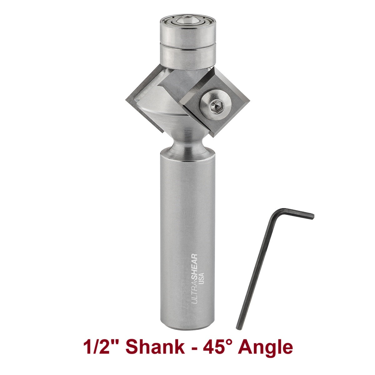 Ultra-Shear Chamfer Bits, Carbide Insert, 1/2 SH | 45 Degree | Double Bearing - US5112-45ICH