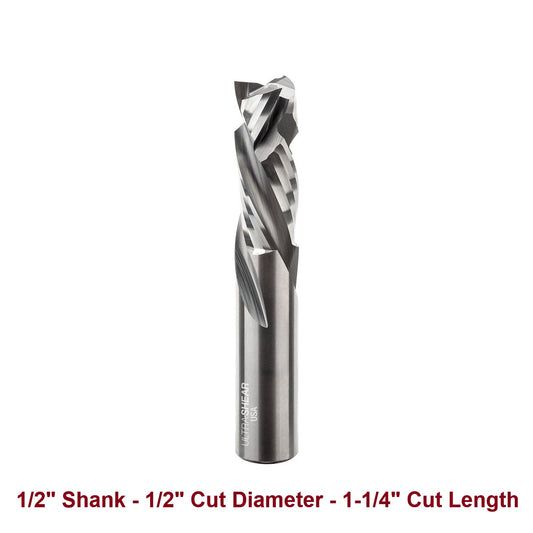 Ultra-Shear Compression CNC Router Bit 1/2 SH | 1/2 CD | 1-1/4 CL | 3 Flute | Solid Carbide | USA Made - US5123C