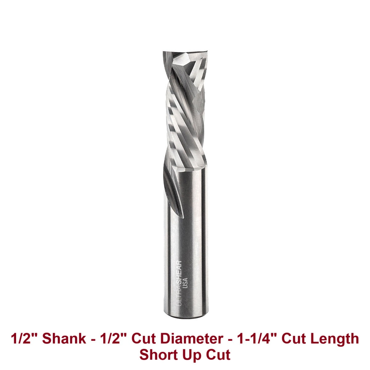 Ultra-Shear Compression CNC Router Bit 1/2 SH | 1/2 CD | 1-1/4 CL | 2 Flute | Short Up-Cut | Solid Carbide | USA Made - US5125C