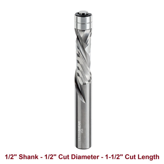 Ultra-Shear Flush Trim Router Bit 1/2 SH | 1/2 CD | 1-1/2 CL | 2+2 Flute | Template Pattern | Compression | Solid Carbide | USA Made - US5152FTC