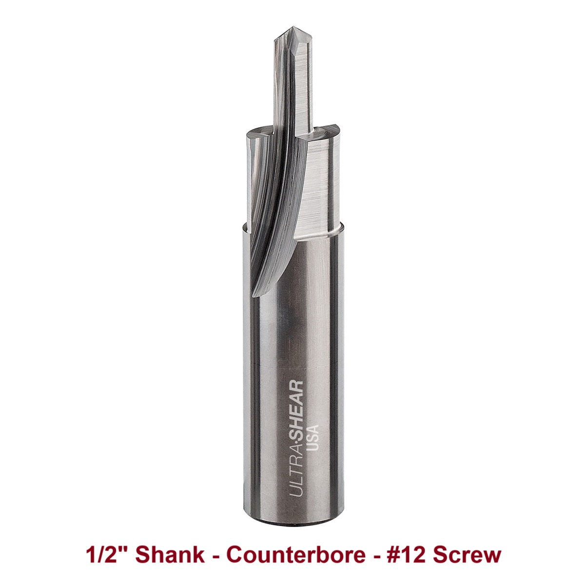 Ultra-Shear Counterbore & Screw Slot Router Bit 1/2 SH | #12 Screw | 2 Flute | Solid Carbide | USA Made - US512CB