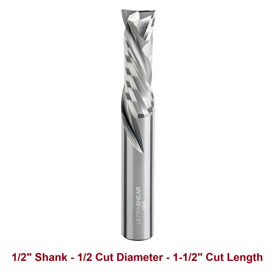 Ultra-Shear Compression CNC Router Bit 1/2 SH | 1/2 CD | 1-1/2 CL | 2+2 Flute | Solid Carbide | USA Made - US5152C