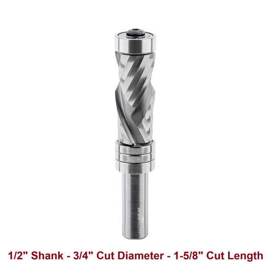 Ultra-Shear Flush Trim Router Bit 1/2 SH | 3/4 CD | 1-5/8 CL | Template Pattern | Top & Bottom Bearing | Compression | Carbide Head | USA Made - US527516PFC