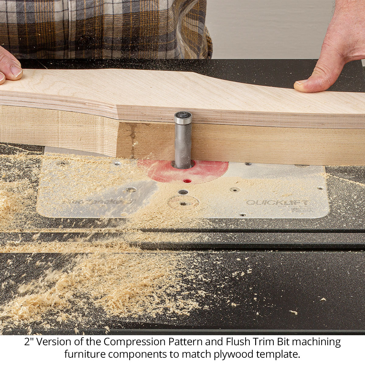 Ultra-Shear Flush Trim Router Bit 1/2 SH | 3/4 CD | 1-5/8 CL | Template Pattern | Top & Bottom Bearing | Compression | Carbide Head | USA Made - US527516PFC