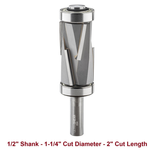 Ultra-Shear Jumbo Flush Trim Router Bit 1/2 SH | 1-1/4 CD | 2 CL | 3+3 Flute | Template Pattern | Compression | Carbide Tipped | USA Made - US531220C