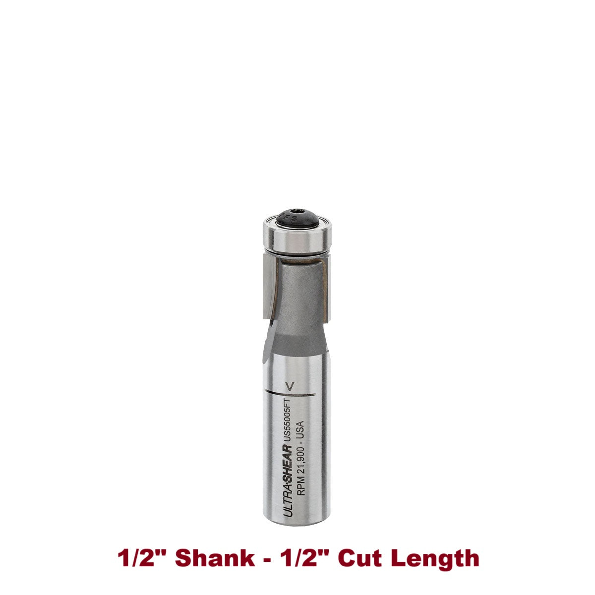 Ultra-Shear Flush Trim Router Bit 1/2 SH | 1/2 CD | 1/2 CL | 2 Flute | Template Bearing | Carbide Tipped | USA Made - US55005FT