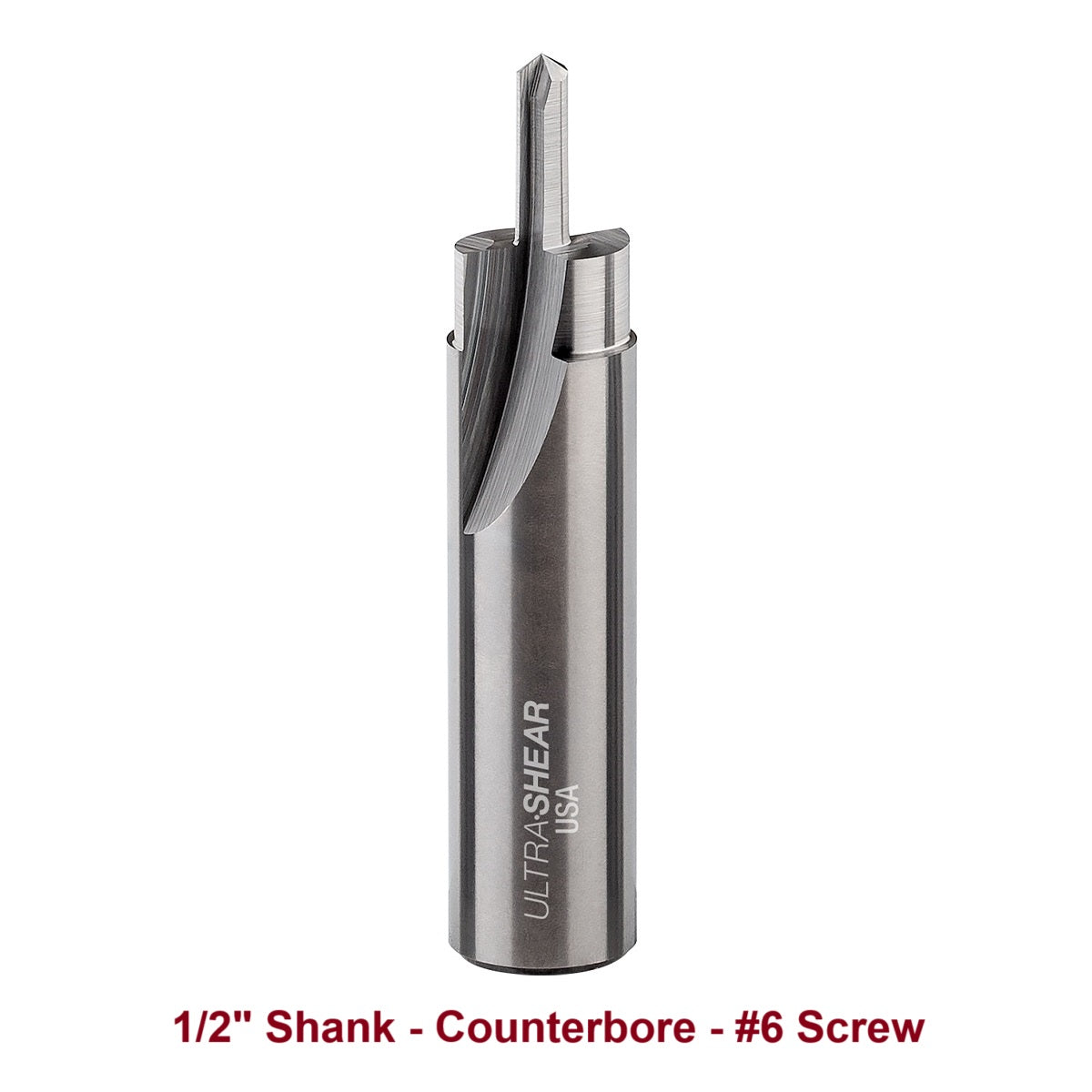 Ultra-Shear Counterbore & Screw Slot Router Bit 1/2 SH | #6 Screw | 2 Flute | Solid Carbide | USA Made - US56CB